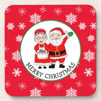 Mr and Mrs Claus, Personalized Christmas Beverage Coaster