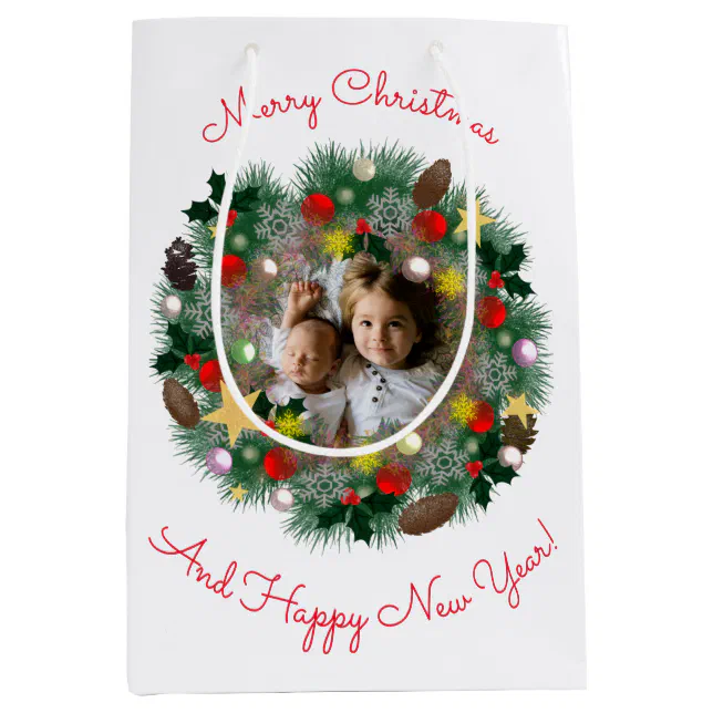 Christmas and New Year greetings, photo in a crown