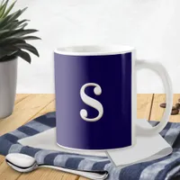 Navy Blue Simple Elegant Monogrammed Initial Coffee Mug