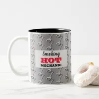 Smoking Hot Mechanic Metal Workshop Spanners Two-Tone Coffee Mug