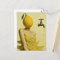 Surreal Lemon Lady Postcard