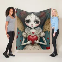 Adorable Gothic Valentine Doll Fleece Blanket