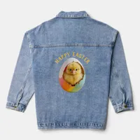 Cute Happy Easter Chick Hatching Colorful Egg Denim Jacket