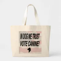 Vote Dog with American Flag Large Tote Bag