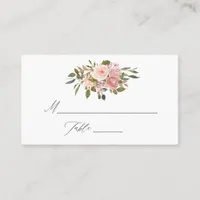 Watercolor Blush and Rose Gold Floral Wedding Place Card