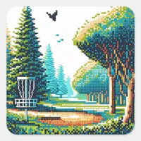 Disc Golf Pixel Art  Square Sticker