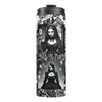 Black and White Spooky Gothic Girls Thermal Tumbler