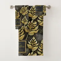 Black Gold Christmas Pattern#29 ID1009 Bath Towel Set