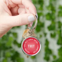 Playful Red Gradient "A Round Tuit" Keychain