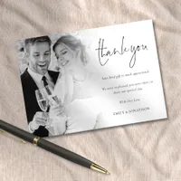 Minimalist Photo Overlay Script Wedding Thank You Card