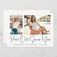 Modern Peace Out 2 Photos Script Graduation Announcement