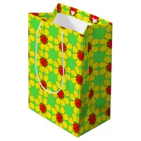 Gift Bag - Stylized Daisies on Green