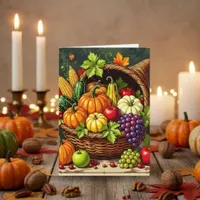 Vintage Autumn Thanksgiving Cornucopia  Card