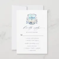 Elegant Beach Crest Monogram Wedding RSVP Card