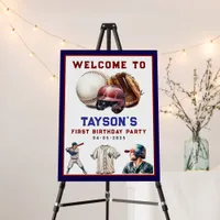 Baseball First Year Down 1st Birthday Foam Board