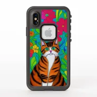 Whimsical Folk Art Orange and Black Striped Cat