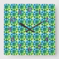 Clock - Blue and Green Quilt Pattern