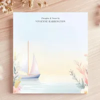 Tranquil Sailboat Watercolor Floral Personalized Notepad