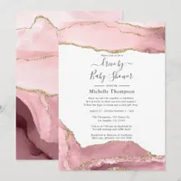 Blush and Gold Agate Drive By Shower Invitation