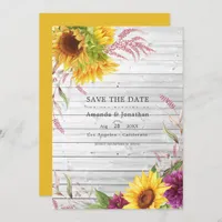 Rustic Country Barn Sunflower Wedding Photo Save The Date