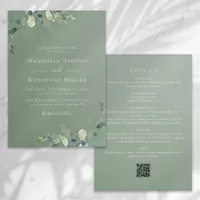 Eucalyptus Sage Green All in One Wedding Invitation