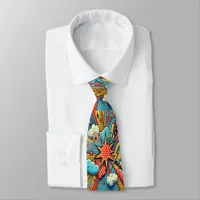 Vibrant Abstract Forms with Strong Lines Neck Tie