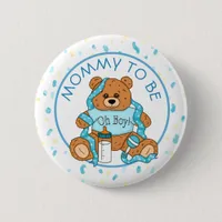 Mommy to be Blue Teddy Bear Baby Shower Button