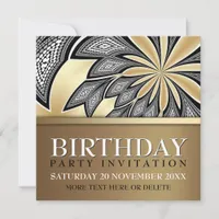 Abstract Tribal Golden Birthday Party Invitation