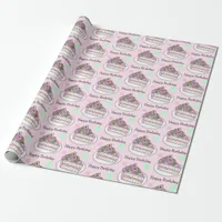 Pretty Happy Birthday | Birthday Cake Flowers  Wrapping Paper