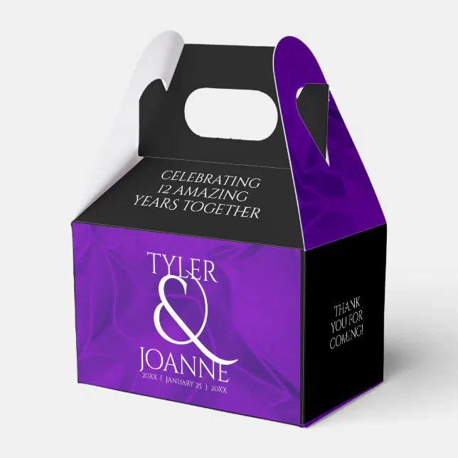 Elegant 12th Silk Wedding Anniversary Celebration Favor Boxes