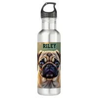 Adorable Pug Close up | Cute Dog Personalized Stainless Steel Water Bottle