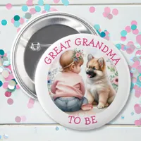 Grandma To Be Baby Girl and Puppy Pink Baby Shower Button