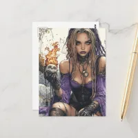 The Sexy Witch with Burning Skull Postcard