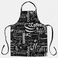 Black And White Typography Coffee Design Apron