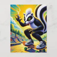Funny Skateboarding Skunk Postcard