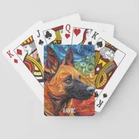 Colorful Belgian Malinois Dog Portrait Poker Cards