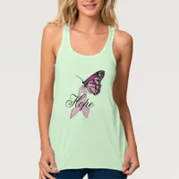 Hope and Butterfly Pink Breast Cancer Ribbon Tank