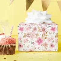 Elegant Blush Pink & Gold Floral Baby Shower Wrapping Paper
