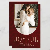 Budget Red Gold Arch Joyful Photo Holiday Card