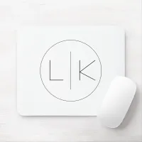 Minimalistic Elegant Initials in Black on White  Mouse Pad