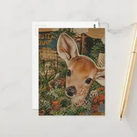 Fawn in the Garden Collage Postcard