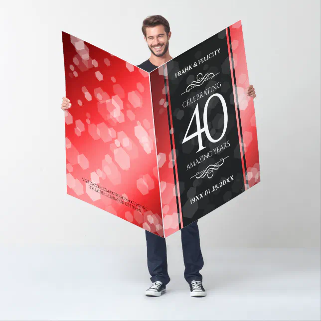 Giant 40th Ruby Wedding Anniversary Celebration Card