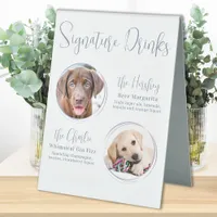 Signature Drinks Modern Dusty Blue Pet Wedding  Table Tent