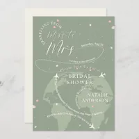 Travelling to Mrs Sage Green Petals Bridal Shower Invitation