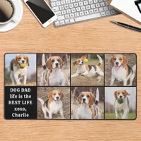 Modern Dog Dad Life Custom 7 Photo Collage Desk Mat