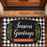 Black And White Buffalo Plaid Christmas Doormat