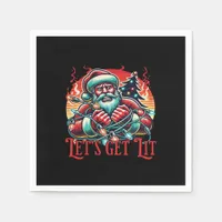 Let's Get Lit Santa Christmas Vibe Classic Napkins