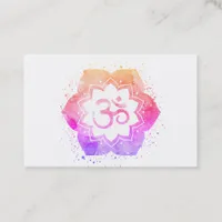 *~* Aum OM Symbol Lotus Flower Mandala Yoga Reiki Business Card