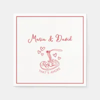 Whimsical That's Amore Custom Red Italian Wedding  Napkins