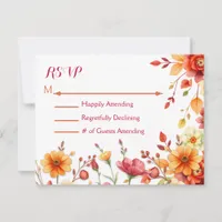 Pretty Autumn Elegant Wedding RSVP Card
